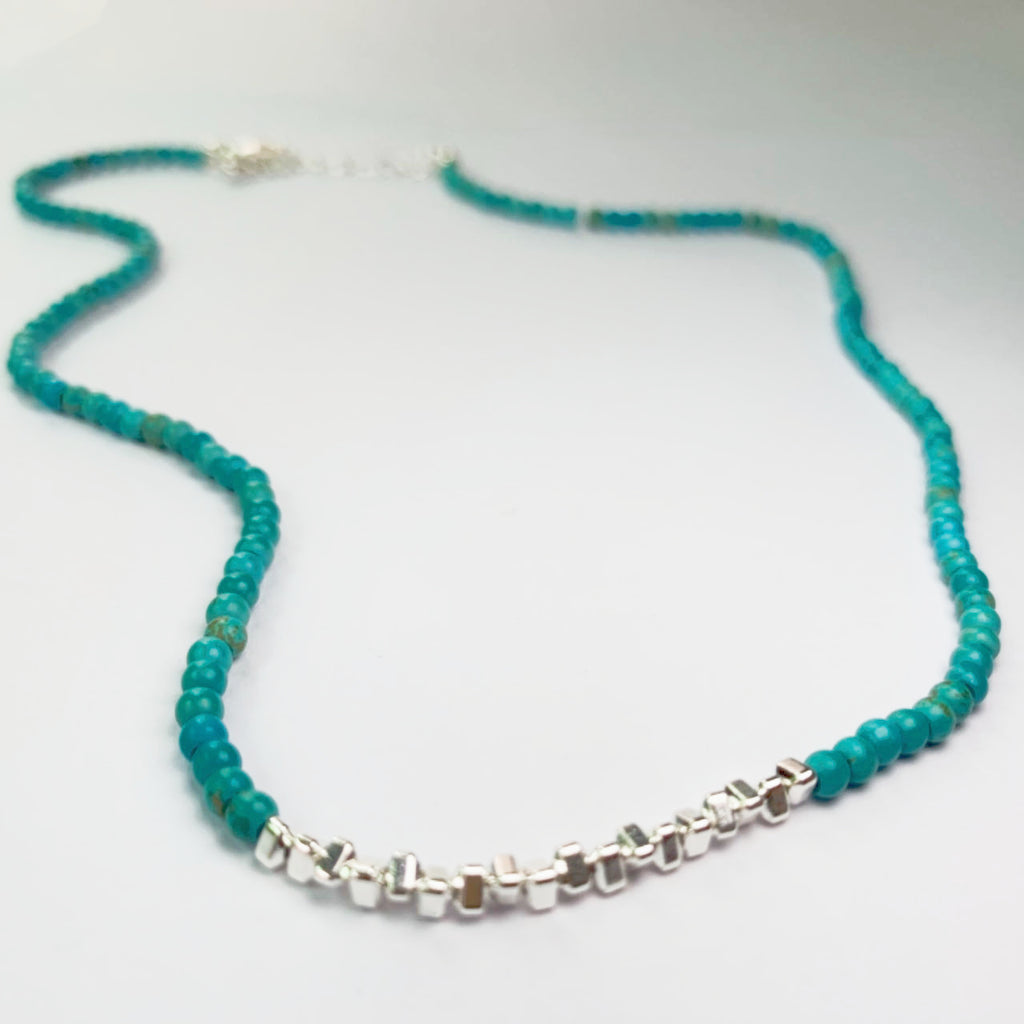 Turquoise & Cube Necklace