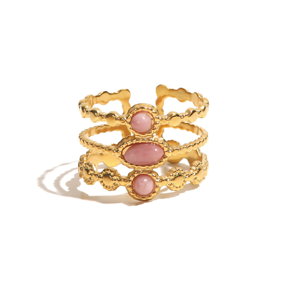 3-Natural Pink Stone Ring