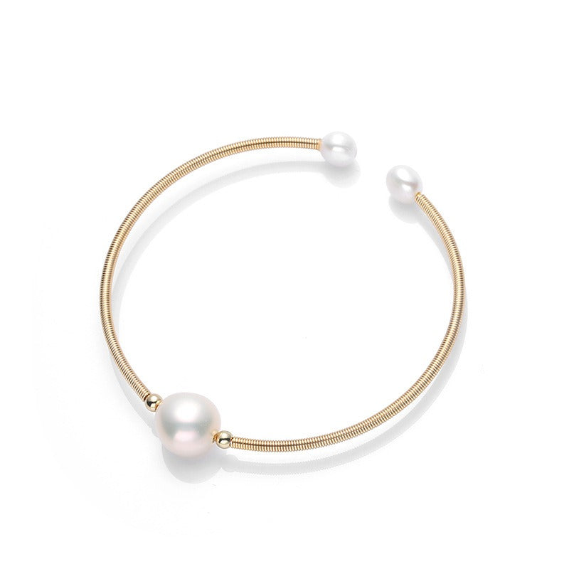 Casiletti Natural Pearl 14K Gold Open Cuff Bracelet