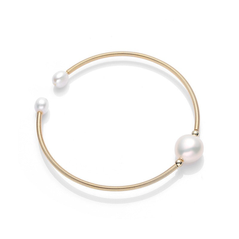 Casiletti Natural Pearl 14K Gold Open Cuff Bracelet