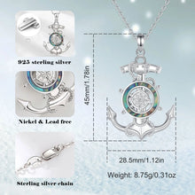 Load image into Gallery viewer, Casiletti 925 Sterling Silver Mother of Pearl Rotatable Mens Ship Anchor Pendant Necklace