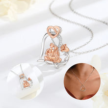 Load image into Gallery viewer, Casiletti Rose Gold 925 Sterling Silver Heart Father Dad Baby Mom Family Reading Book Necklace for Father&#39;s Day Mother&#39;s Day