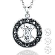 Load image into Gallery viewer, Casiletti 925 Sterling Silver Jewelry Triple Goddess Pendant Necklace Moon Phase Jewelry