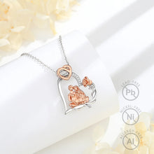 Load image into Gallery viewer, Casiletti Rose Gold 925 Sterling Silver Heart Father Dad Baby Mom Family Reading Book Necklace for Father&#39;s Day Mother&#39;s Day