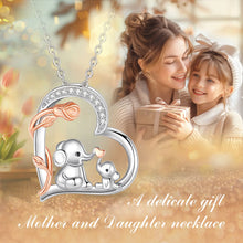 Load image into Gallery viewer, Casiletti Rose Gold 925 Sterling Silver Mom Child Animals Mom Zircon Elephant Pendant Necklace