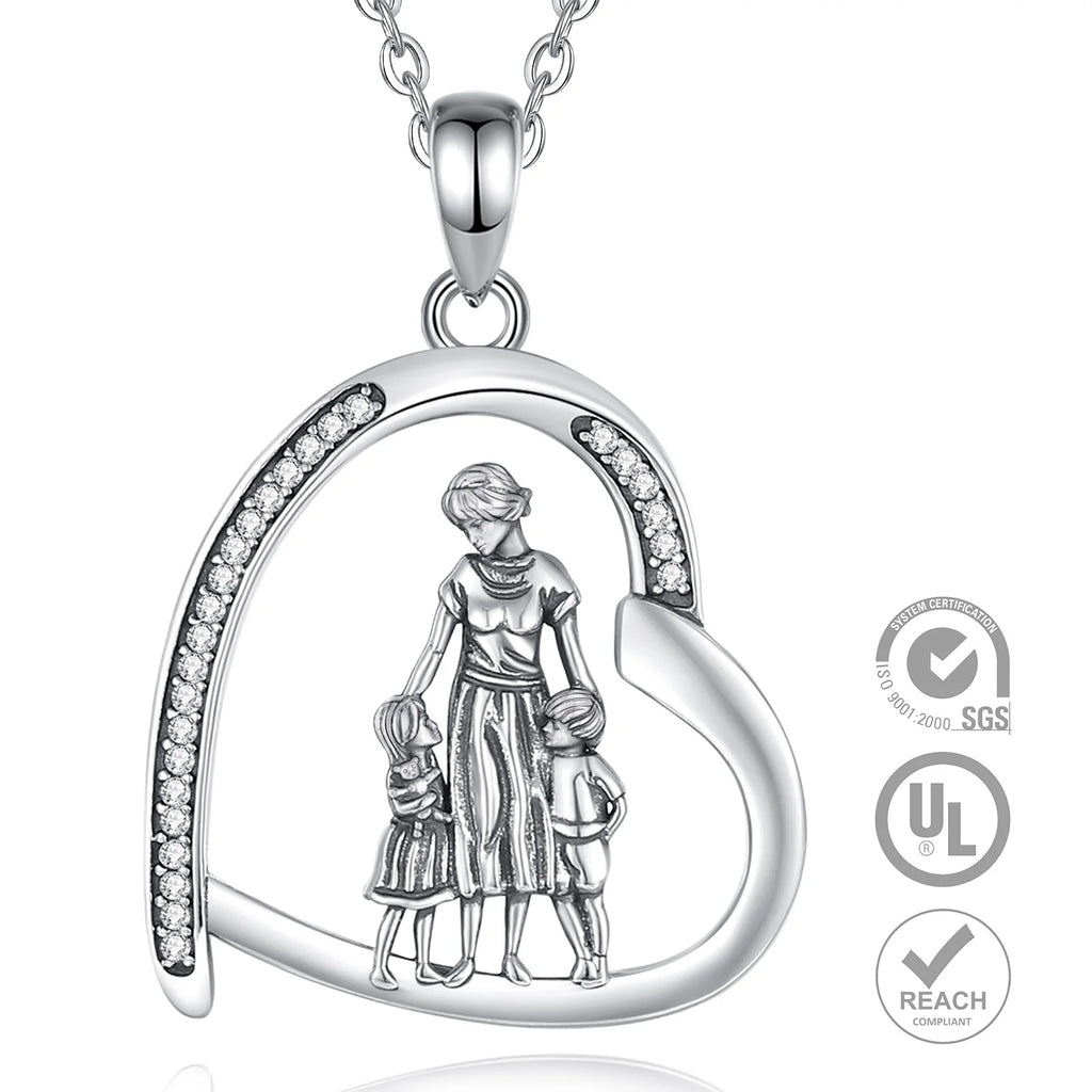 Casiletti 925 Silver Mother Child Baby Love Pendant Necklace