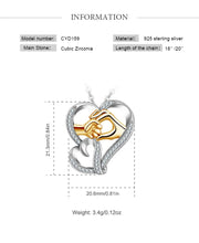 Load image into Gallery viewer, Casiletti 925 Sterling Silver Two Tone Best Mom Love Heart Mother Child Pendant Necklace