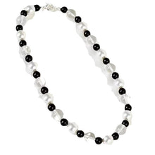 Load image into Gallery viewer, Casiletti Handmade Natural Black Agate Stone Necklace with Crystal Beads and Pearl for Women