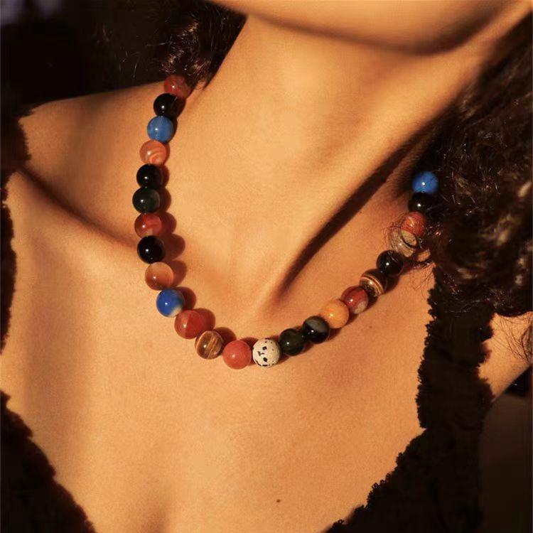 Casiletti Romantic Universe Colorful Beaded Necklace Collar Chain Versatile Style Accessories