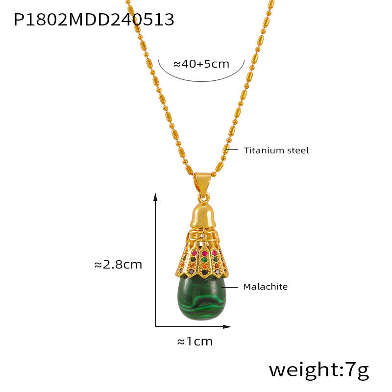 Casiletti Water Drop-Shaped Peacock Stone Pendant Necklace