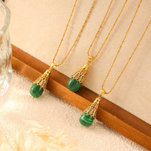 Load image into Gallery viewer, Casiletti Water Drop-Shaped Peacock Stone Pendant Necklace