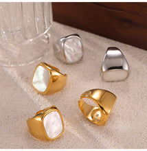 Load image into Gallery viewer, Casiletti White Shell Titanium Niche18K Gold Plated Ring for Women