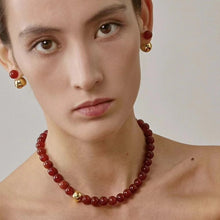 Load image into Gallery viewer, Casiletti Red Agate Golden Bead String Necklace Collarbone Chain Bracelet