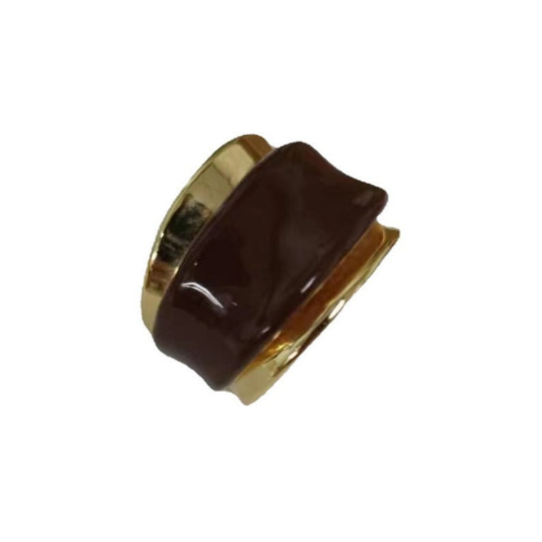 Casiletti Double-layer Open Liquid Enamel Ring: Fashionable Minimalist Style Index Finger Ring