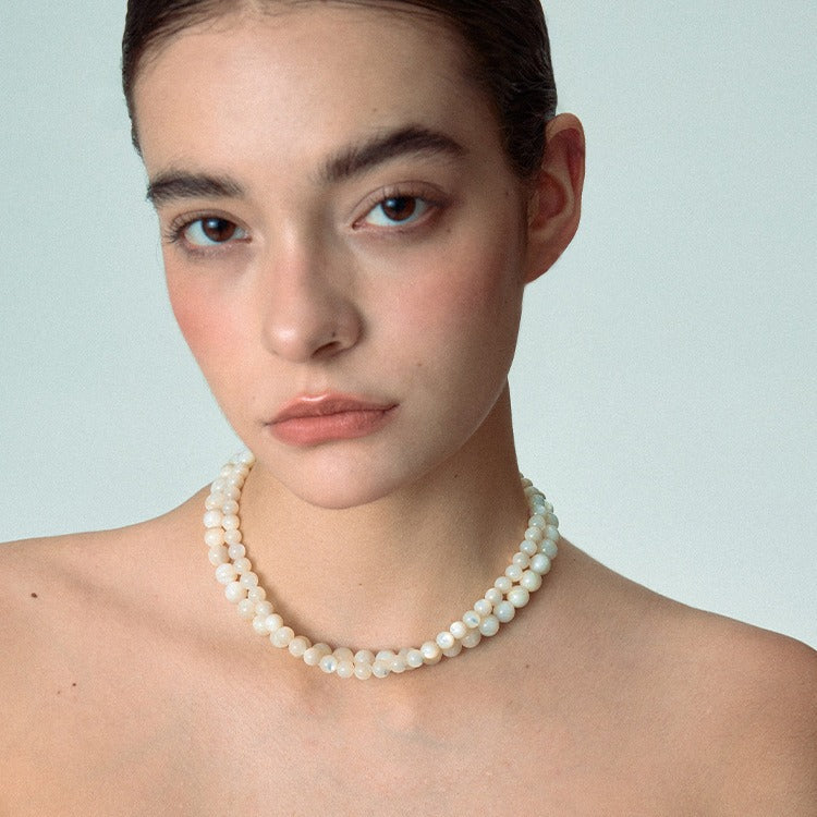 Casiletti Natural Deep Sea Pearl Shell Bead Necklace Collarbone Chain
