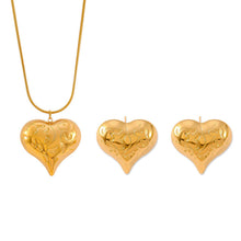 Load image into Gallery viewer, Casiletti Titanium 18K Gold Plated 3D Heart Pendant Necklace &amp; Earrings for Women
