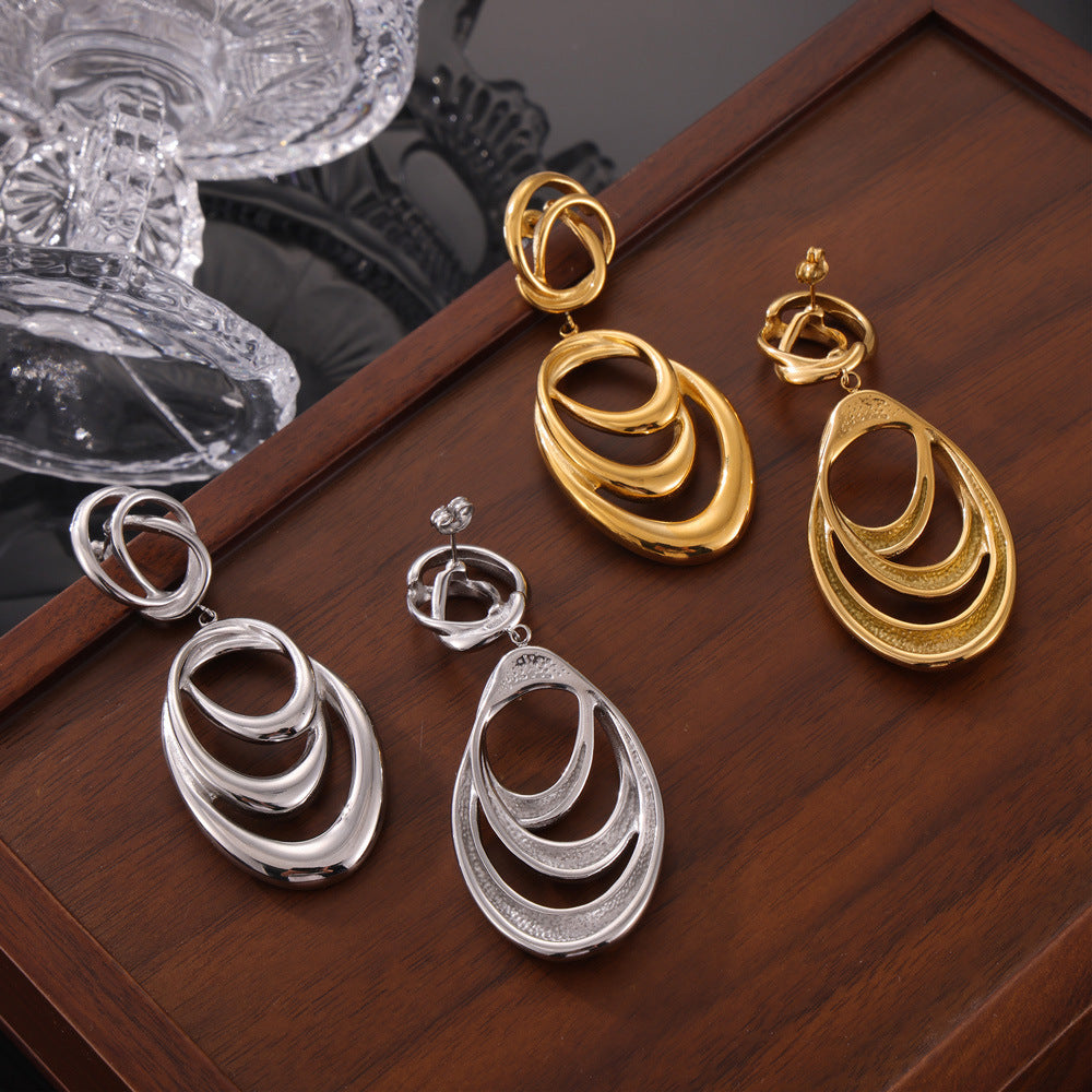 Casiletti Unique Titanium Plated Irregular Geometric Circle Wrap Earrings