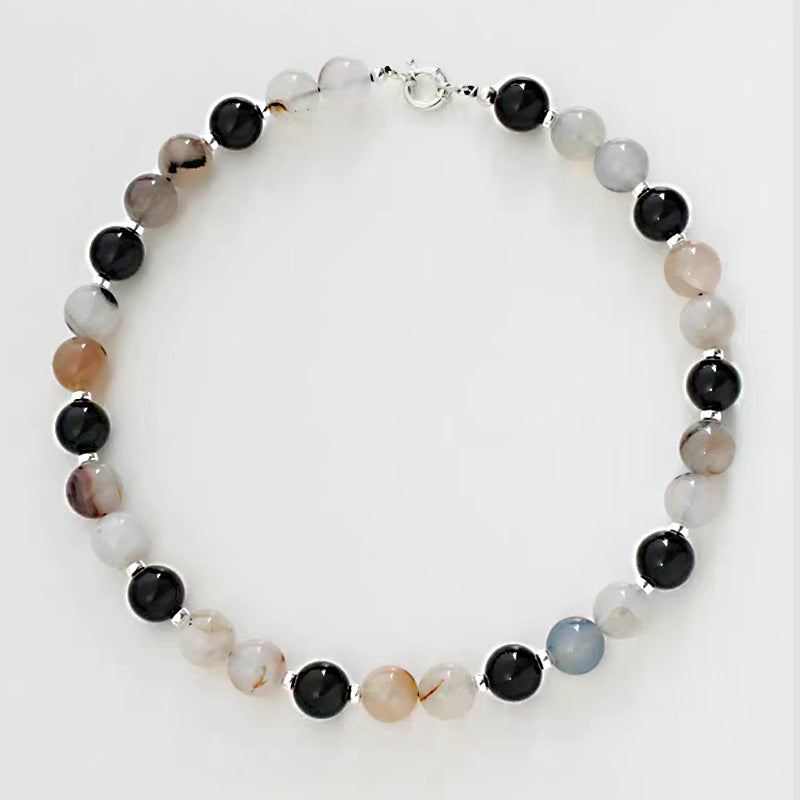 Natural Agate Collar Necklace Natural Gemstone Choker for Women