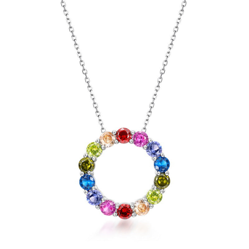 Casiletti S925 Rainbow Big Bubble Fully Inlaid Zircon Necklace